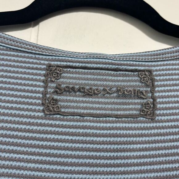 Savage X Fenty Gray Blue Midnight Cruise Waffle Knit Cropped PJ Set NWT Large - Picture 6 of 7